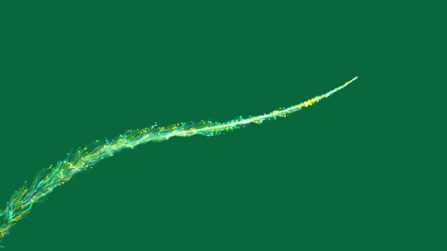 Magic particles glitter sparkles trail with magic pixie dust path, Christmas glitter stars isolated on green screen, high-resolution 4K animation for festive greetings and luxury brand promos