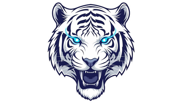 White tiger head with glowing eyes vector illustration for design