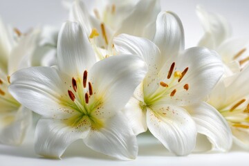 Fototapeta premium Minimal top-view portrait of lilies on a clean, bright backdrop