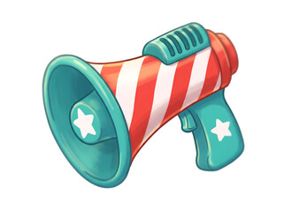 Naklejka premium 3d megaphone with american flag design for patriotic promotion and communication