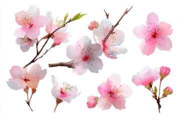 Naklejka premium Whimsical sakura floral illustrations for design and stationery