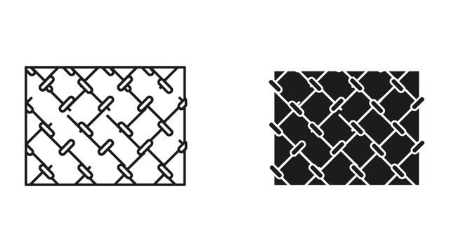 Chain link fence pattern in black and white on rectangular background