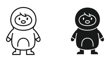 Naklejka premium Vector illustration of two cartoon characters in black and white