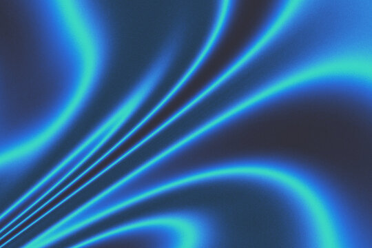 Dark Navy Blue, Neon Cyan Glowing Wave Line Gradient Background With Electric Curved Lines And Deep Dark Indigo