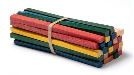 Fototapeta premium Stacked Colored Wooden Sticks Tied with String