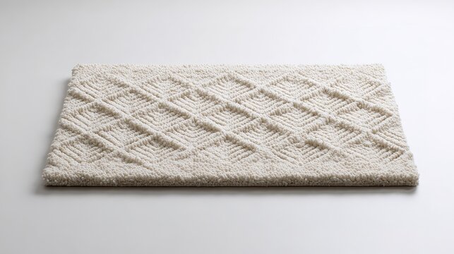 Beige Bath Mat with Geometric Pattern