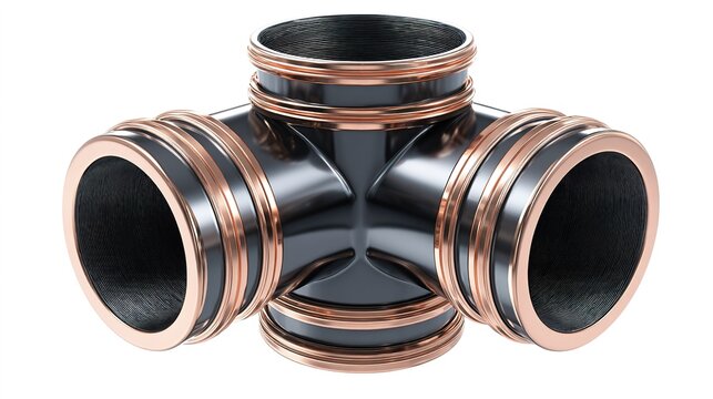 Black and Copper Pipe Tee Connector