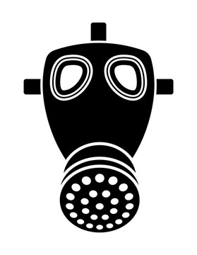 classic black gas mask respirator symbol silhouette vector isolated on transparent background