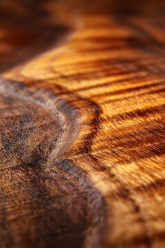 Natural koa wood surface with dramatic figure and smooth satin finish