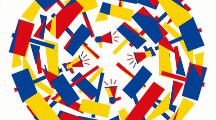 Obraz premium Abstract composition of megaphones and communication