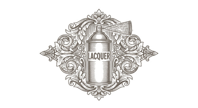 Vintage Engraved Lacquer Spray Can Emblem
