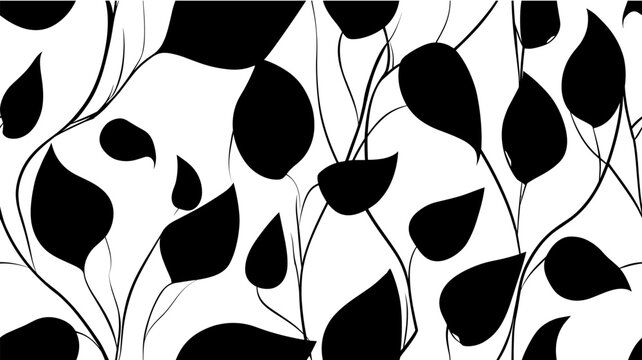Pothos vine leaves forming elegant seamless pattern. Pothos vine leaves and branches creating a repeating organic pattern on white background