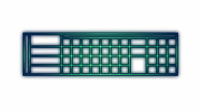 Stylized glowing computer keyboard vector graphic