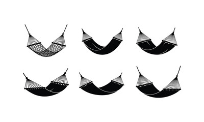 Fototapeta premium Black hammock hanging in different poses