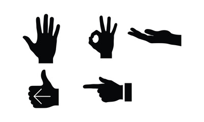 Obraz premium Five hand gesture icons set for presentations