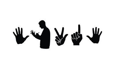 Fototapeta premium Sign language alphabet and communication illustration