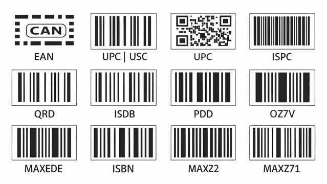 Collection of various barcode types