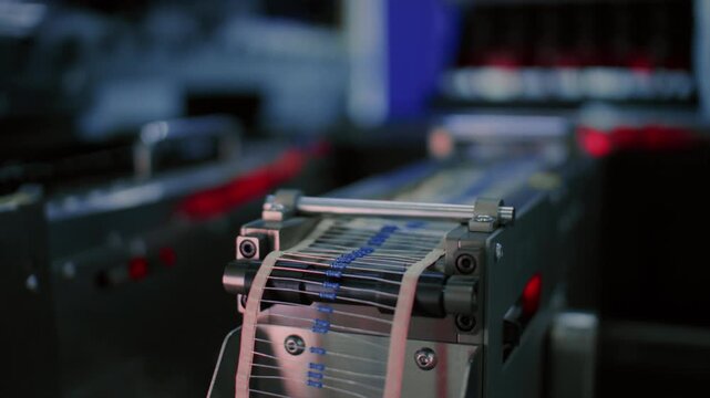 Close up macro: Electronic printed circuit board, surface mounted technology connecting microchips, semiconductors, capacitors to motherboard. Manufacture processors, microcircuits components