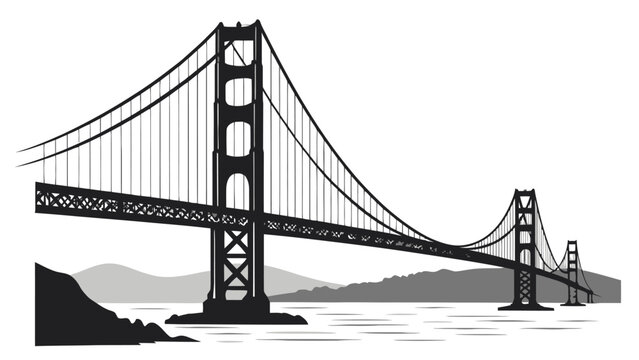 Golden gate bridge iconic san francisco landmark silhouette vector graphic