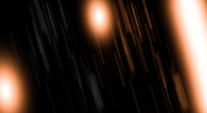 Abstract orange light streaks on black background with glowing vertical lines and soft flares, dynamic effect for digital design, motion graphics and overlays.