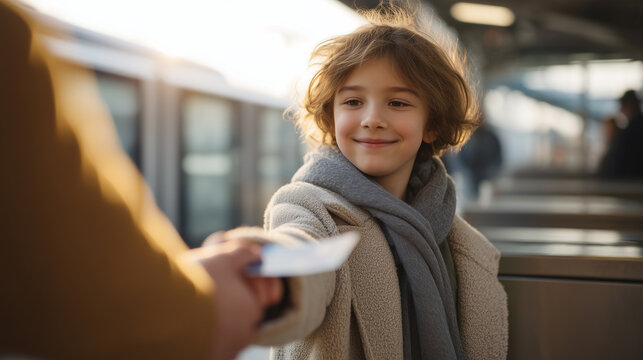 A stranger on a subway platform wordlessly passes a crumpled transit card to a frantic woman whose child is crying at a turnstile, then walks through, not looking back, urban human kindness, city co