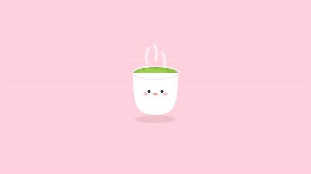 Steaming Tea Cup Animation on Pink Background for Social Media