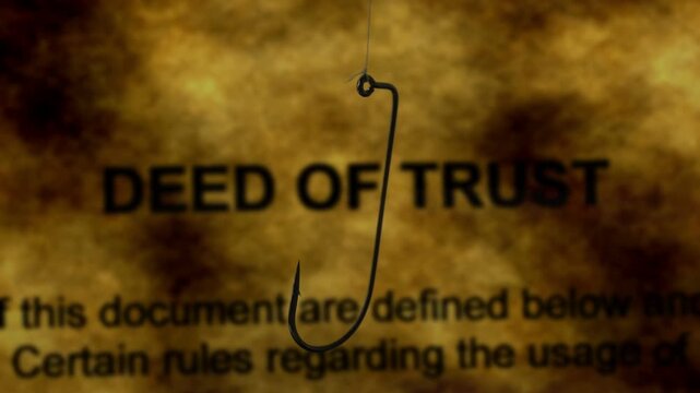 Phishing Concept with Deed of Trust Document and Fishing Hook