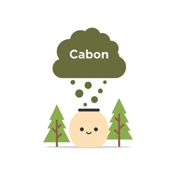 Cartoon illustration of a happy pot under a cloud labeled "CabOn" with falling dots, between two trees.