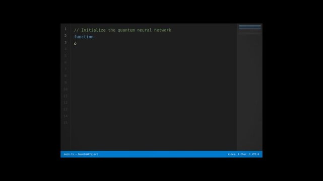 A coding environment showcasing a dark interface with green text and blue bottom toolbar