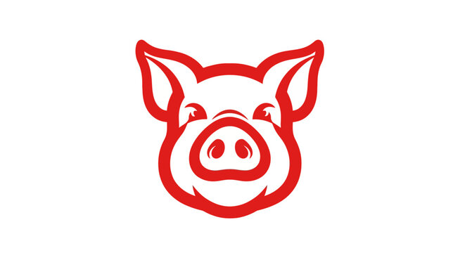 Red line drawing of a pig.