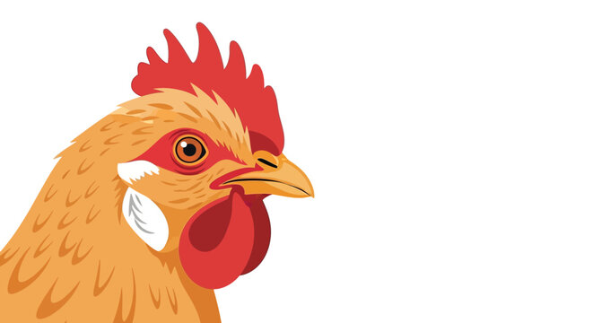 Rooster Head Close Up Illustration.