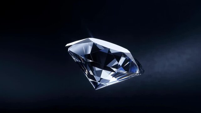 Sparkling diamond rotating against a dark background. Symbol of luxury, wealth, and timeless elegance in jewelry and fashion
