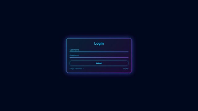 Futuristic Neon Cyber Login Interface Animation with Glowing UI