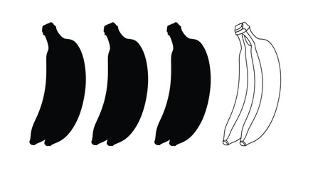 Four bananas depicted with varying degrees of darkness a silhouette © MDRAYHAN
