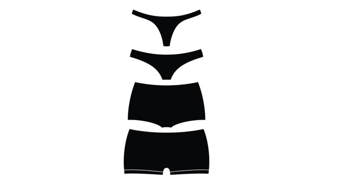 Black lingerie items displayed in a minimalist silhouette