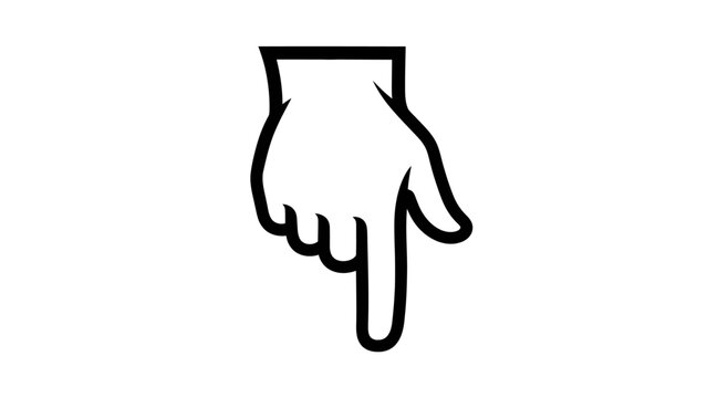 Hand pointing down, index finger gesture, isolated on white background, direction, click, select, choose