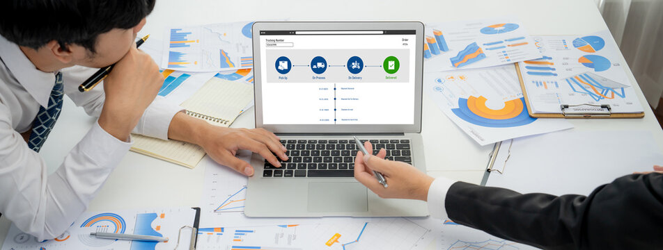 Delivery tracking system for e-commerce and brisk online business to timely goods transportation and delivery