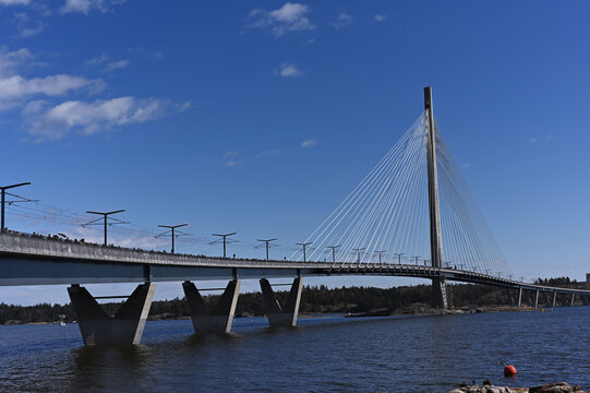 Wide view of the Kruunuvuori Bridge in Helsinki, Finland