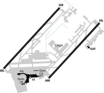 Montreal Trudeau International Airport YUL Quebec Map Diagram Labelled Illustration
