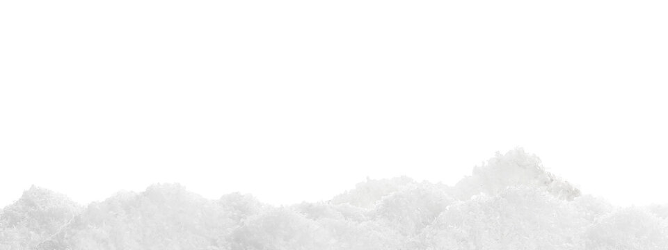 Pile of white snow on transparent background