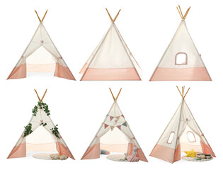 Cute wigwam for children isolated on white, set © New Africa