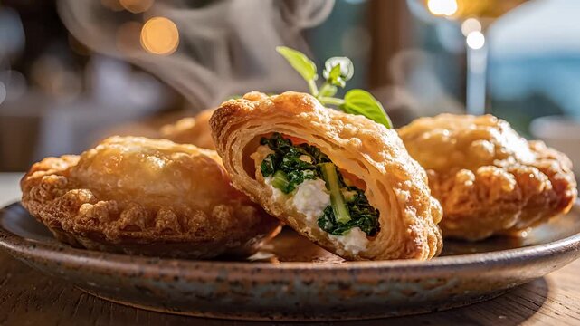 Delicious Baked Empanadas Filled with Spinach and Feta Cheese.