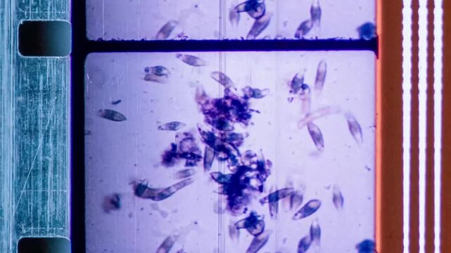 16mm Film Leader Virus Cells Vintage Apocalypse Overlay. High quality 4k footage