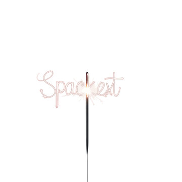 A sparkling novelty birthday candle with the word 'Sp&auml;cker' written in elegant cursive, perfect for celebrations and festive occasions