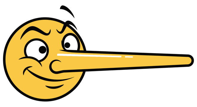 Pinocchio emoji face with long nose.
