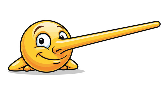 Cartoon character with long nose smiling.