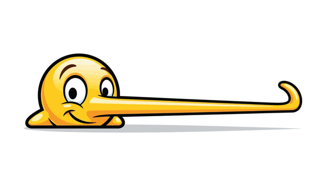 Smiling cartoon character with long nose.