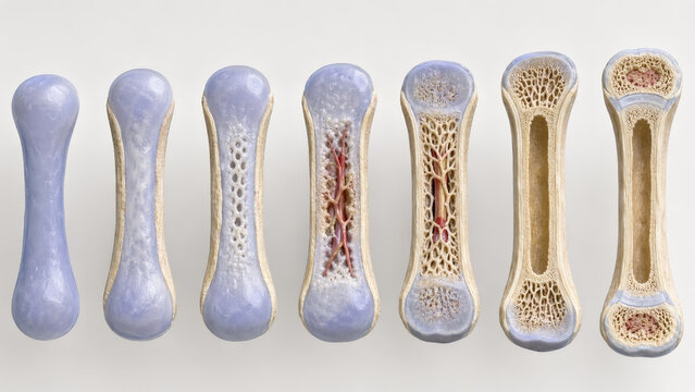 Endochondral Ossification Stages in Long Bone Development