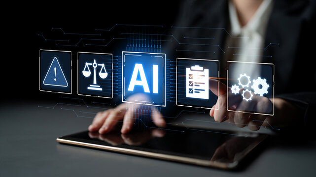 Concept of Artificial Intelligence in legal and regulatory technology. AI systems are used for risk management, process automation, and ensuring compliance with laws and policies. Fermion