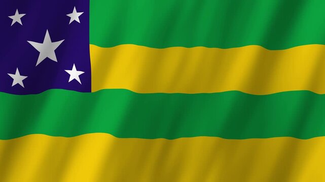 Sergipe State Flag Brazil 4K Realistic Waving Bandeira de Sergipe Animation